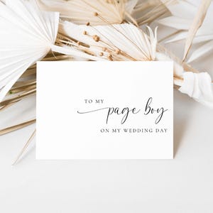 Plantilla de tarjeta imprimible para mi paje en el día de mi boda, tarjeta de boda minimalista moderna, tarjeta de boda para la fiesta nupcial, Bridie