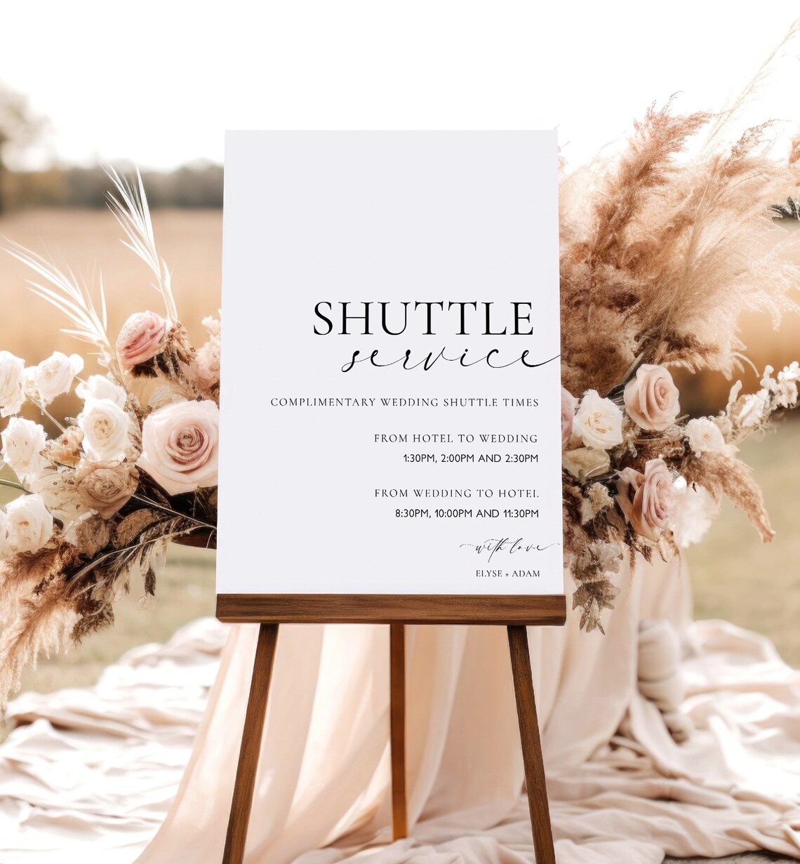 Shuttle Service Sign Template, Printable Wedding Venue Transport Sign ...