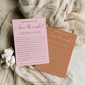 How Well Do You Know The Couple Game, Bridal Shower Couples Trivia Game, Modern Minimalist Wedding Shower Couples Quiz Game, Quinn Script