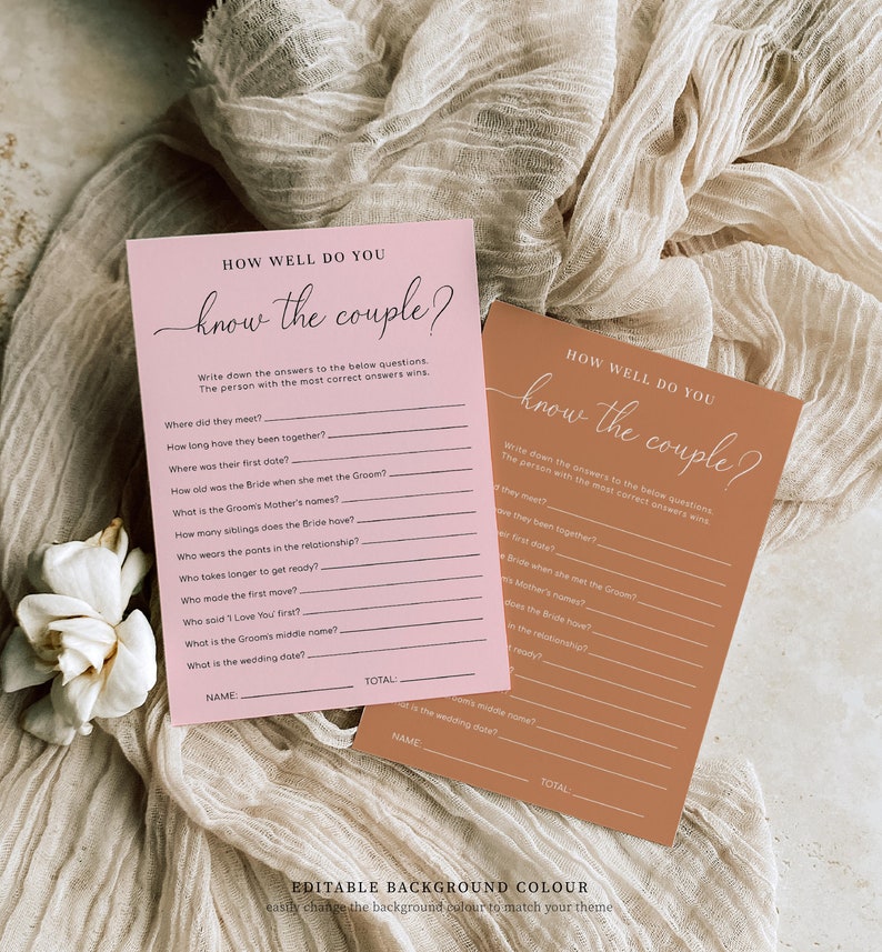 How Well Do You Know The Couple Game, Bridal Shower Couples Trivia Game, Modern Minimalist Wedding Shower Couples Quiz Game, Quinn Script