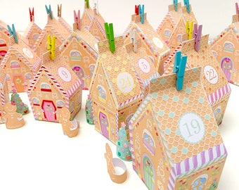 DIY Gingerbread House Advent Calendar Template: Printable Christmas Village (PDF Download)