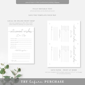 Printable Retirement Wishes Template, Modern Minimalist Retirement ...