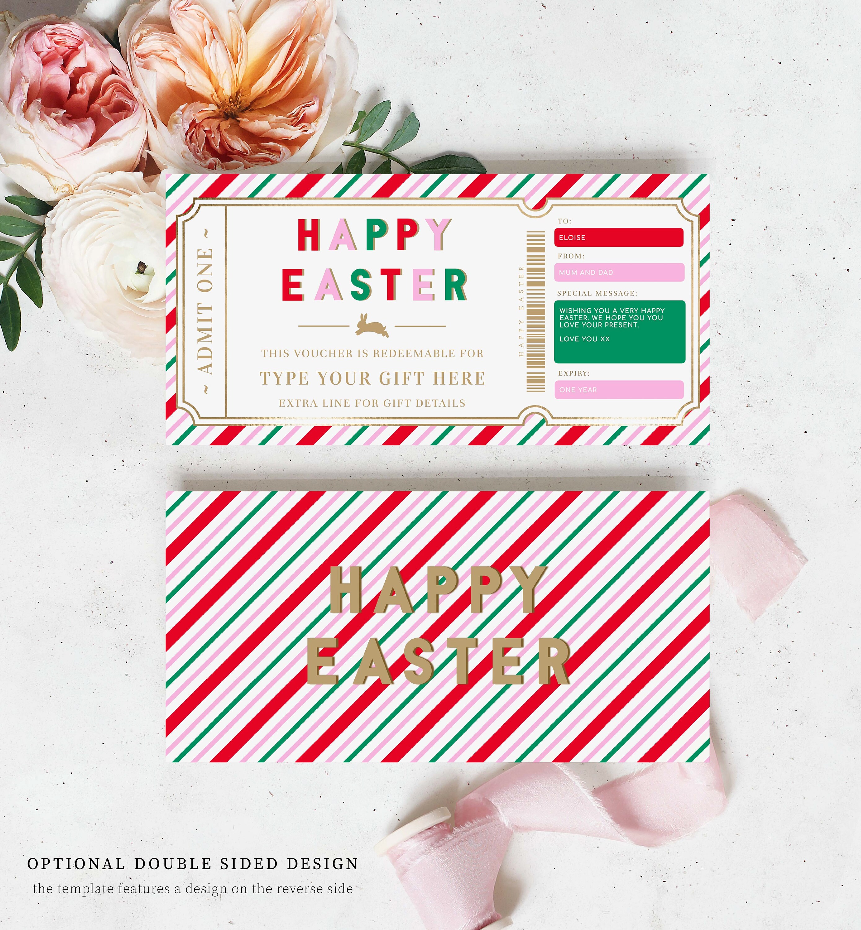 Easter Gift Voucher Template, Fully Custom Printable Gift Certificate ...
