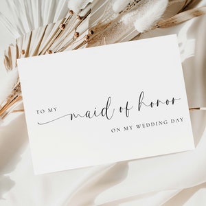 Zu meiner Trauzeugin an meinem Hochzeitstag druckbare Kartenvorlage, moderne minimalistische Hochzeitskarte, Brautparty Hochzeitskarte, Bridie