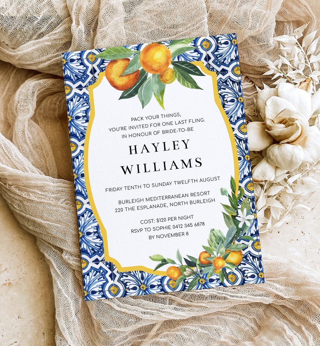 Bachelorette Weekend Printable Invitation Template, Printable Hens ...