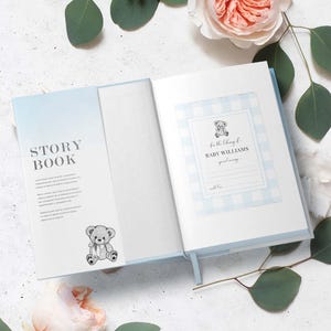 Ex-libris livre pour enfants, premier ex-libris de bibliothèque de bébé imprimable Vichy bleu, baby shower de livre ours en peluche, demande de livre de livres pour bébé