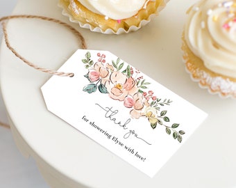 Printable Vintage Floral Thank You Favor Tag - Greenery Boho Favor Tag Template - Bridal Shower Favor Tag - Wedding Favour Tags - Cambridge