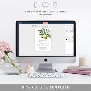 Printable Wedding Invitation Suite, Detail and RSVP Postcard, Italian Lemons Editable Wedding Invitation Set, Italian Amalfi Lemons, Tuscan image 10