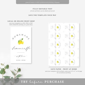 Homemade Limoncello Favor Tag Template, Minimalist Limoncello Bottle Wedding Favor Label, Printable Bridal Shower Favor Tag, Ellesmere image 5