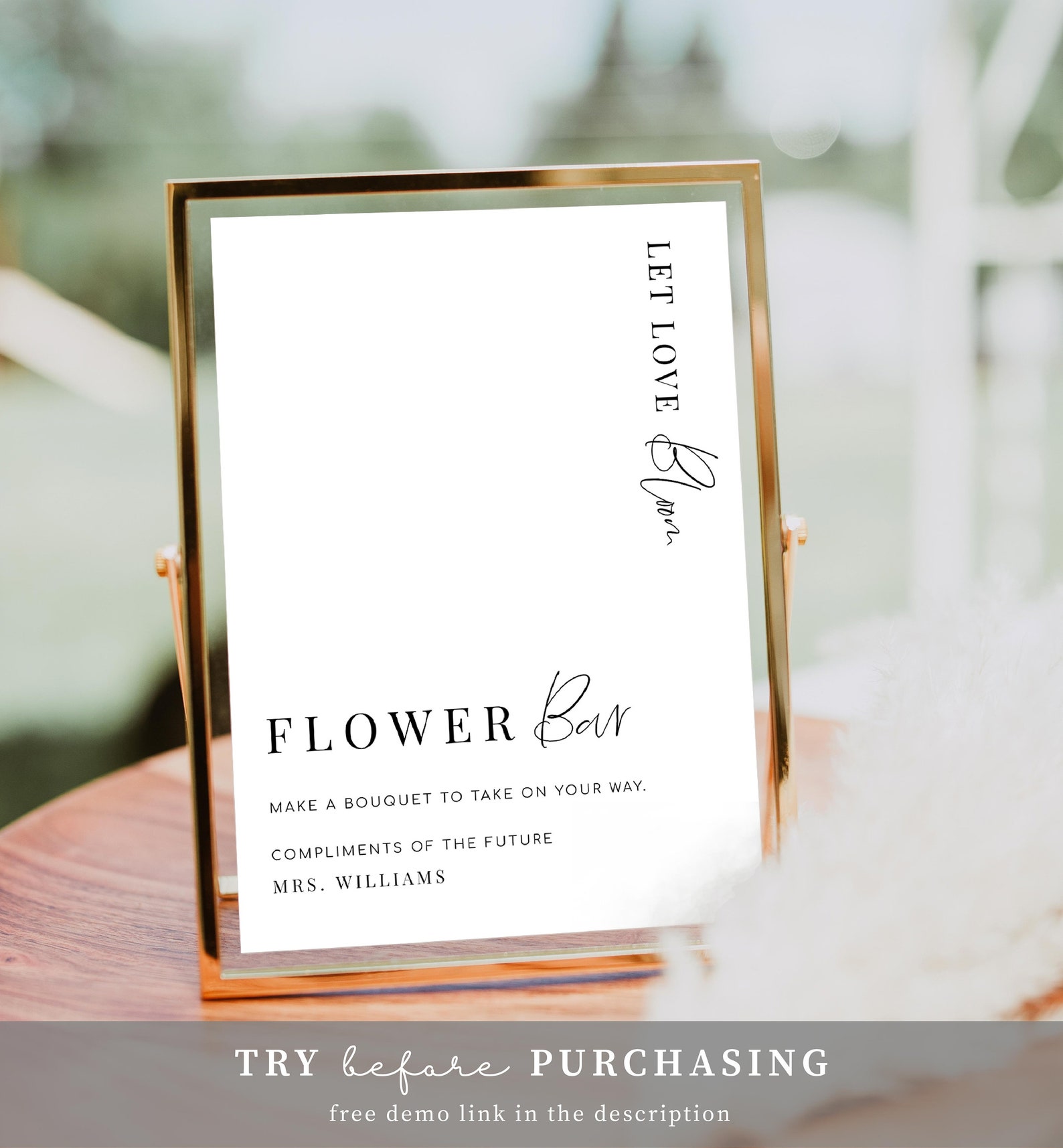 Editable Flower Bar Sign Printable Minimalist Bridal Shower - Etsy