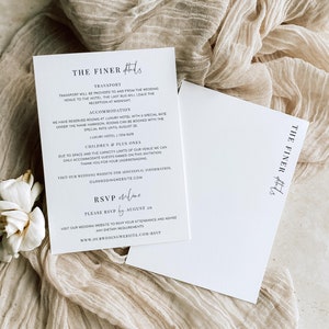Hochzeit feine Details und Antwortkarte, Einfache elegante Hochzeitswebsite Antwortkarte, moderne minimalistische Hochzeitseinladung, Estelle