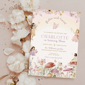 Printable Fairy Birthday Party Invitation, Pixie Fairy Princess Party Invite, Magical Fairy Garden Party, Whimsical, Mushroom Toadstool