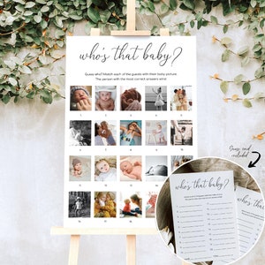 Baby Fotospiel Karte, minimalistisch Guess Who? Babyparty Spiel, Baby Fotospiel, Gastspiel, Quinn