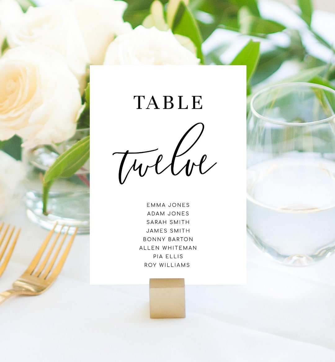 Editable Table Numbers With Guest Names Modern Minimalist Wedding