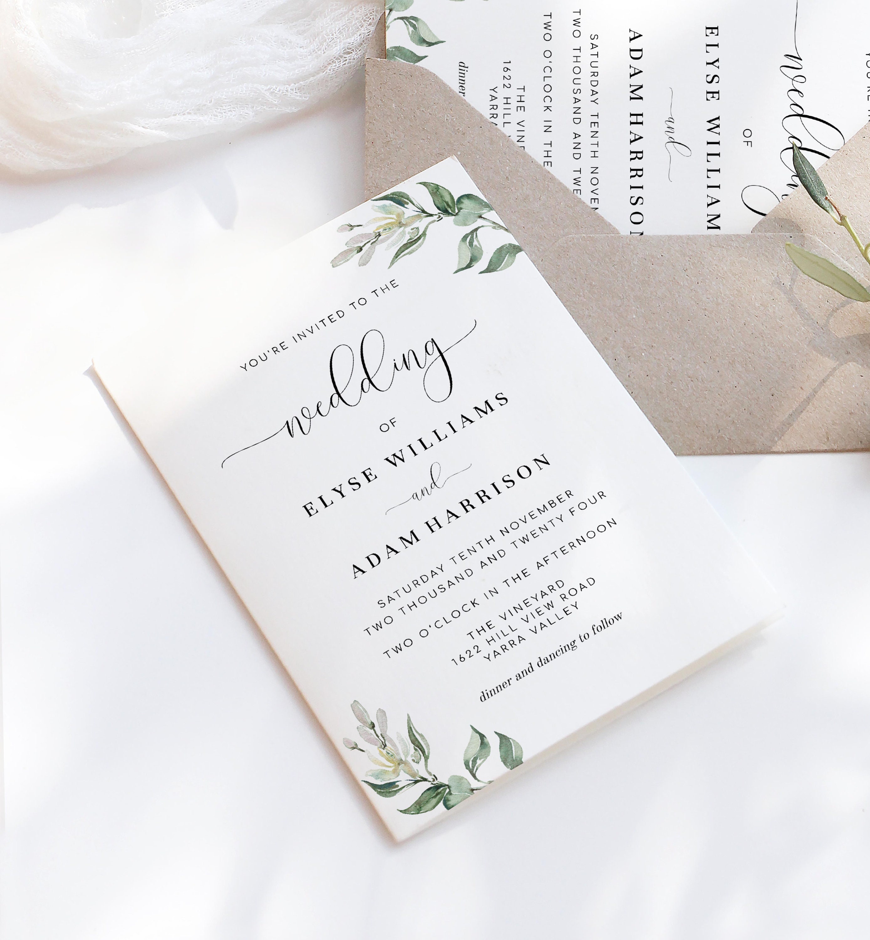 Printable Minimalist Wedding Invitation and Details Set - Etsy Australia