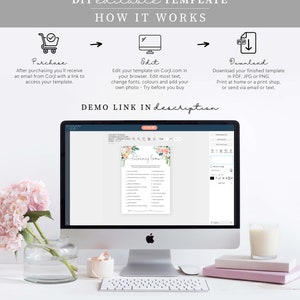 May include: A digital template for a literary loves bridal shower game. The template is shown on a computer screen with a pink floral design. The text on the template reads "Literary Loves".
