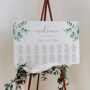 Bearbeitbarer Sitzplan, Hochzeitstischplan, Hochzeit Willkommensschild, Sitzplanposter, Ferras