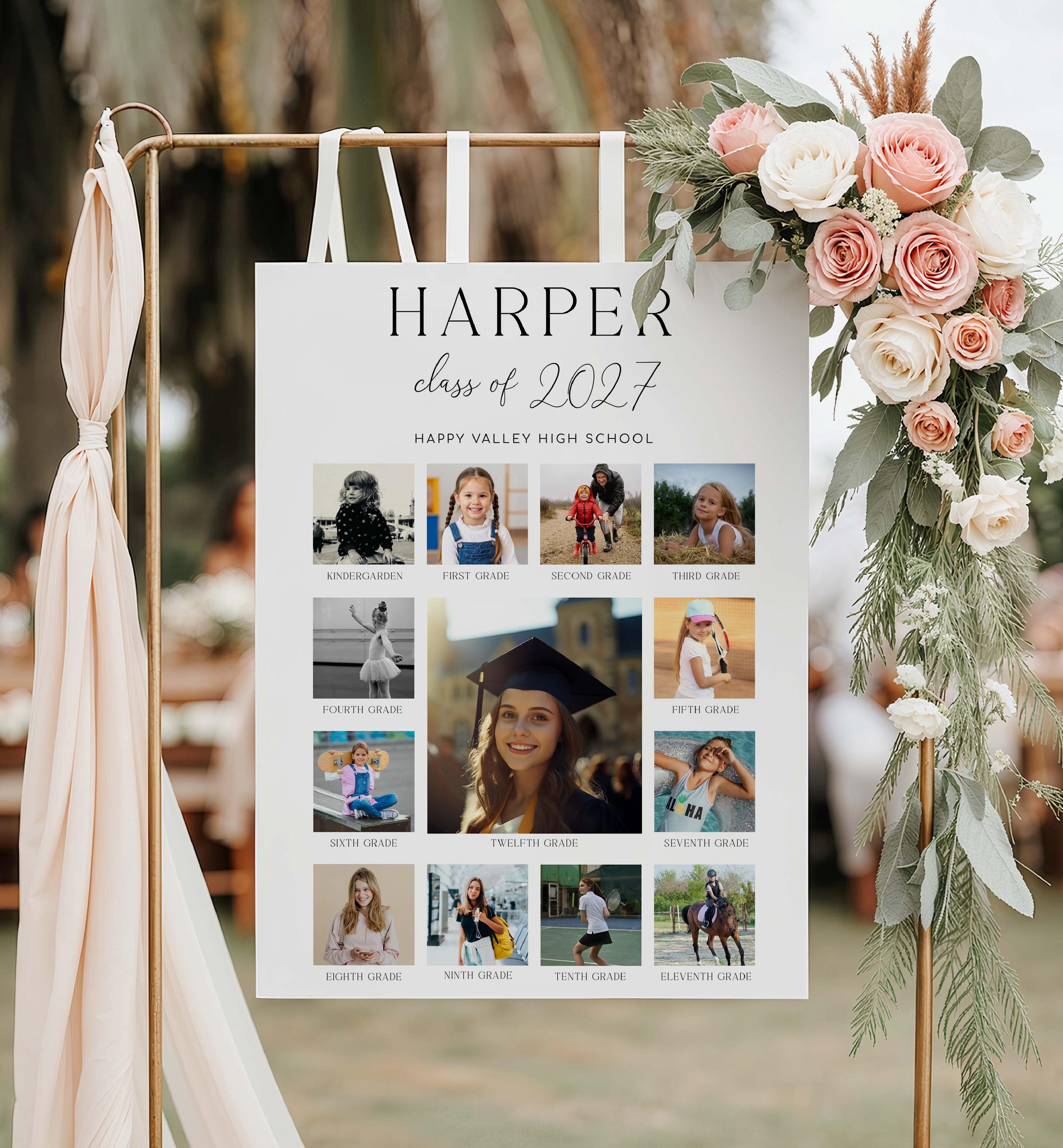 K-12 Graduation Photo Collage Template, Editable Grad Sign (digital ...