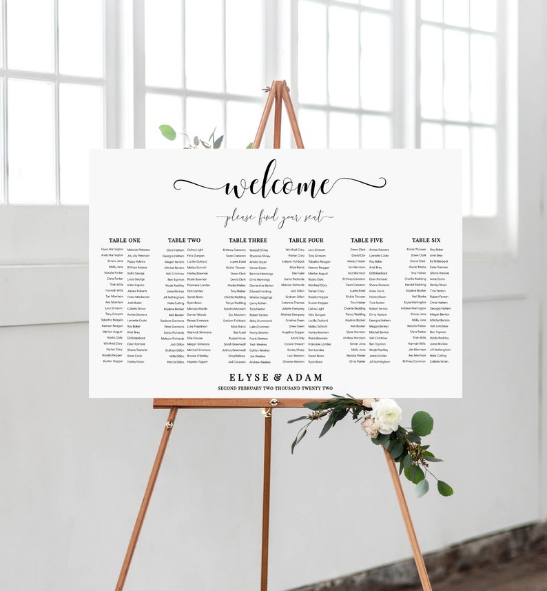 Wedding 6 Long Table Seating Chart Printable Editable Etsy