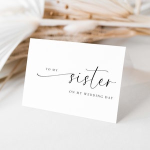 An meine Schwester an meinem Hochzeitstag druckbare Kartenvorlage, moderne minimalistische Hochzeitskarte, Brautparty Hochzeitstag Karte, Bridie