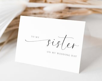 To My Sister On My Wedding Day Printable Card Template, Modern Minimalist Wedding Day Card, Bridal Party Wedding Day Card, Bridie