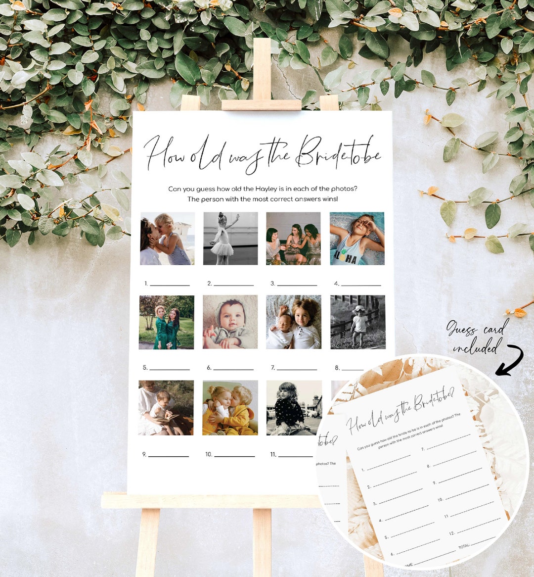 How Old Was the Bride Photo Game Printable Poster, Minimalist Baby ...