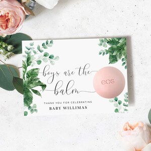 Jungen sind der Balsam Favors Lippenbalsam, grünes Laub Jungen-Baby-Dusche-Lipgloss Favor Tag, Baby-Dusche Danke Favor Tag, Ferras