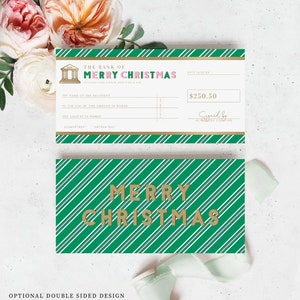 Christmas Cheque Template Fake Bank Cheque Gift Voucher - Etsy Australia