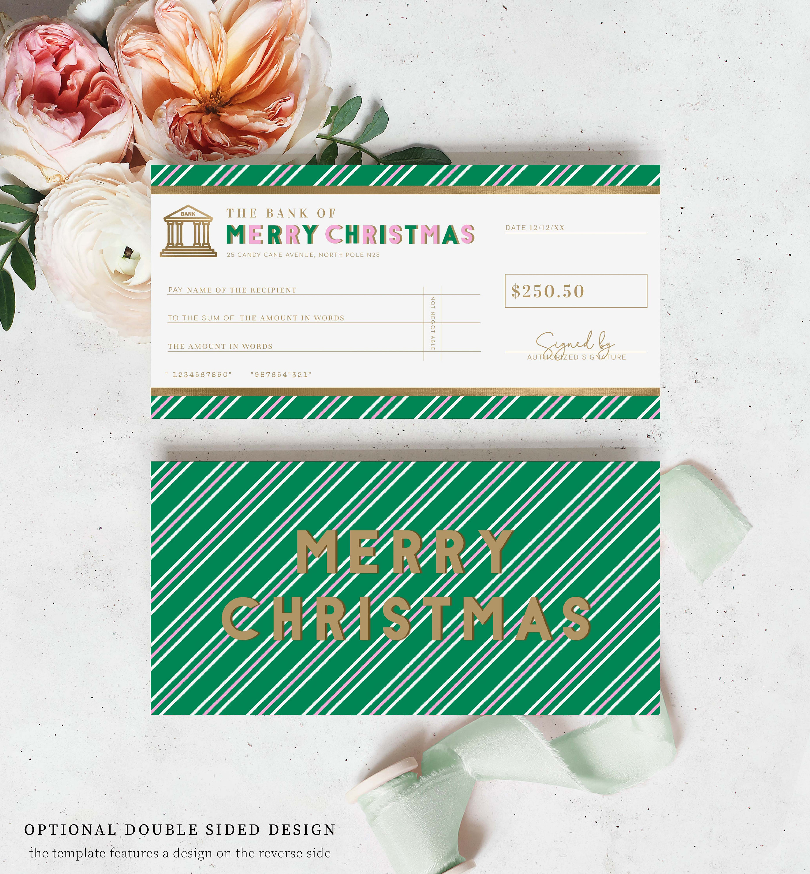 Christmas Cheque Template, Fake Bank Cheque Gift Voucher, Custom ...