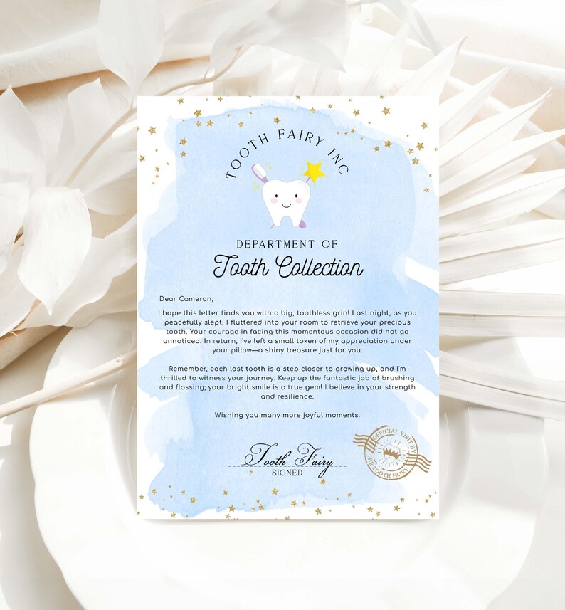 Printable Tooth Fairy Letter and Receipt, Tooth Fairy Collection Receipt, Tooth Fairy Payment Recipe And Visit Certificate, Lost Tooth Note