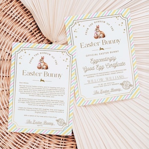 Ausdruckbare Brief von der Osterhase und Ostern gute Ei Einladungskarte, Oster Eggcellent Award Urkunde, Osterhasenbrief