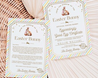 Afdrukbare brief van de Easter Bunny and Easter Good Egg-ledencertificaat, Easter Eggcellent Award-certificaat, Easter Bunny Letter