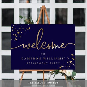 Editable Welcome Sign - Navy Gold Printable Unisex Birthday Welcome ...
