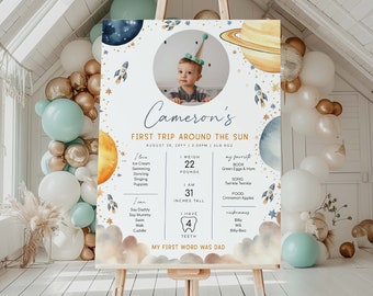 Avezano First Trip Around The Sun Birthday Banner - Outer Space Theme, 70.8x43.3 Inch, For Girls 1st Birthday - View #11