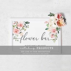 Blush Floral Mimosa Bar Sign, Printable Bridal Shower Mimosa Bar Sign, Greenery Mimosa Bar Sign, Baby Shower Mimosa Bar Sign, Darcy Pink image 9