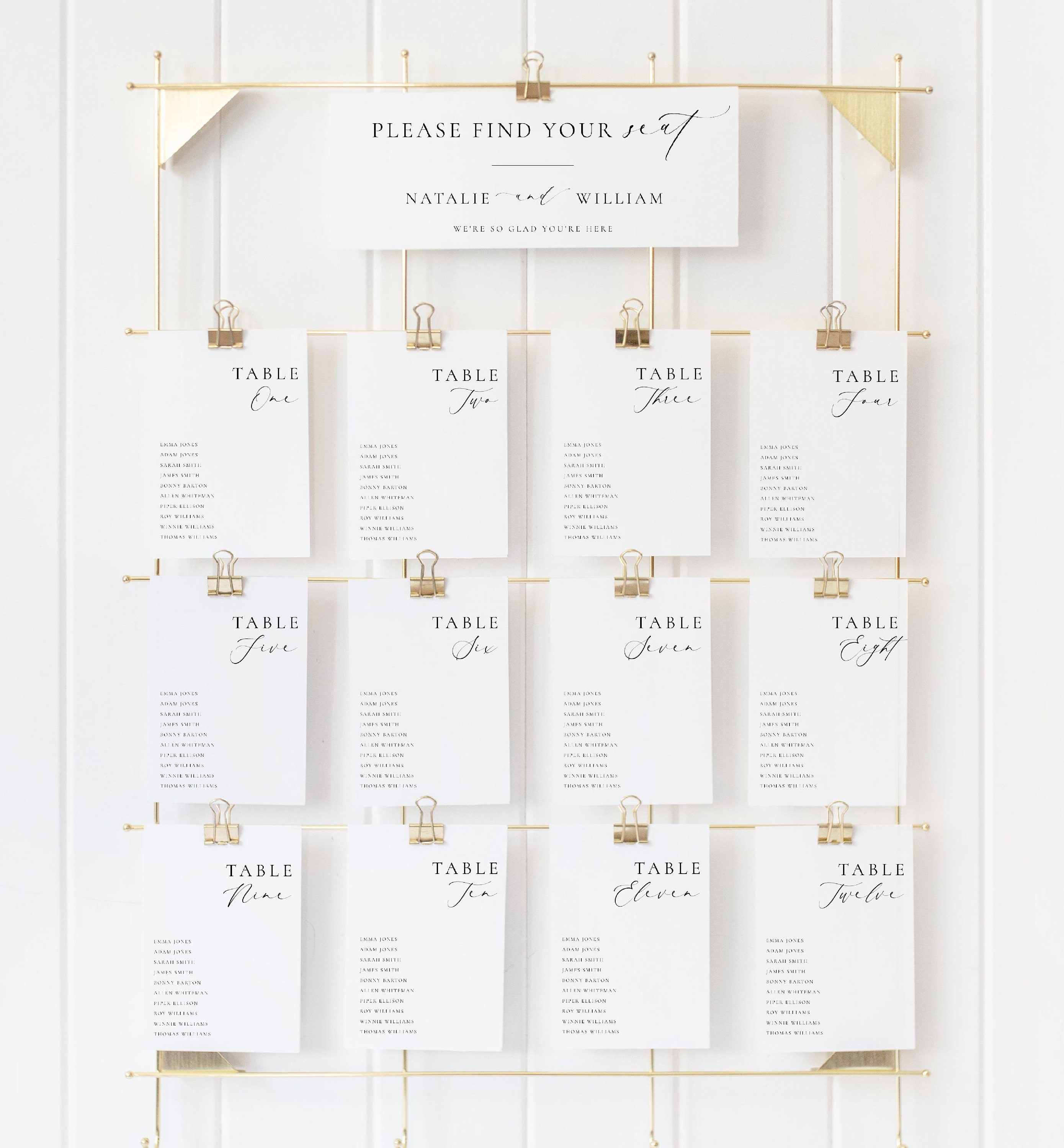 Minimalist Wedding Table Numbers With Guest Names, Modern Minimal ...