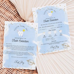 Printable Tooth Fairy Letter and Receipt, Tooth Fairy Collection Receipt, Tooth Fairy Payment Receipt And Visit Certificate, Lost Tooth Note