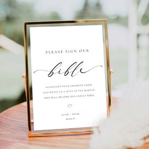 Printable Sign Our Bible Sign, Minimalist Wedding Bible Guest Book Sign, Modern Please Sign Our Guest Book Sign, Wedding Signage, Ellesmere image 3