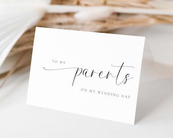 To My Parents On My Wedding Day Printable Card Template, Modern Minimalist Wedding Day Card, Mom & Dad Wedding Day Card, Bridie