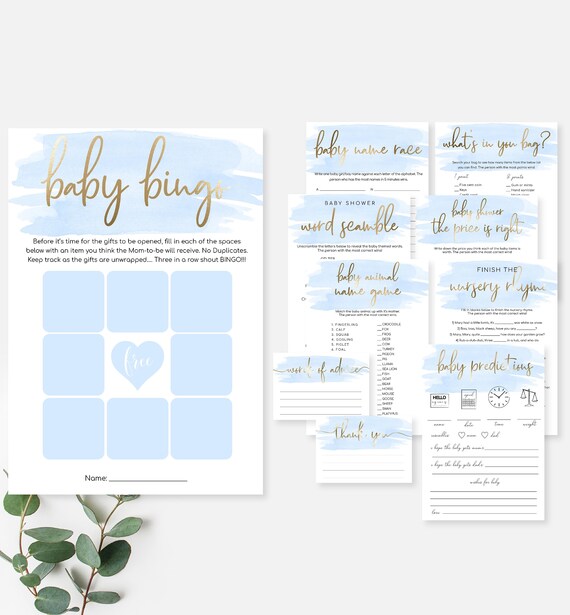Blue Boy Baby Shower Games Bundle Pack Instant Download Etsy