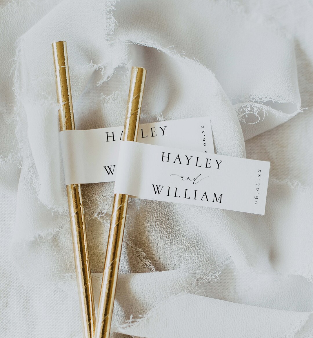 Straw Flags Printable Template, Minimalist Wedding Drink Tags ...