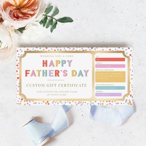 Benutzerdefinierte Geschenkgutschein-Vorlage für den Vatertag, druckbare Geschenkbescheinigung für den Vatertag, Last-Minute-Geschenkgutschein für den Vatertag, Multi Dot