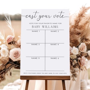 Werfen Sie Ihre Stimme Baby Name Voting Poster Vorlage, Erraten Sie das Baby Name Voting Zeichen, druckbare geschlechtsneutrale Baby Shower Spiel Zeichen