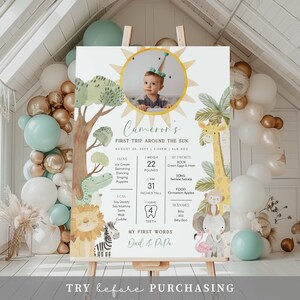 Safari Photo First Birthday Milestone Board, Printable Babys First Year Milestone Poster, 1st Birthday 12 Months Milestone Photo Sign, Nyala