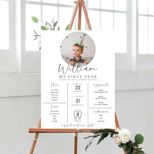 Minimalist Photo First Birthday Milestone Board, Baby's First Year Milestone Poster, 1st Birthday 12 Months Milestone Photo Banner Sign