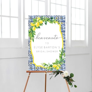 Italy Wedding Table Number Printable Editable Instant Download 044 Positano Blue Tiles Wedding Italian Lemon Table Number Template