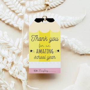 Danke für ein tolles Schuljahr Geschenkanhänger Vorlage, Druckbare Lehrer Dankeschön Geschenkanhänger, Bleistift Dankeschön Lehrer Geschenk
