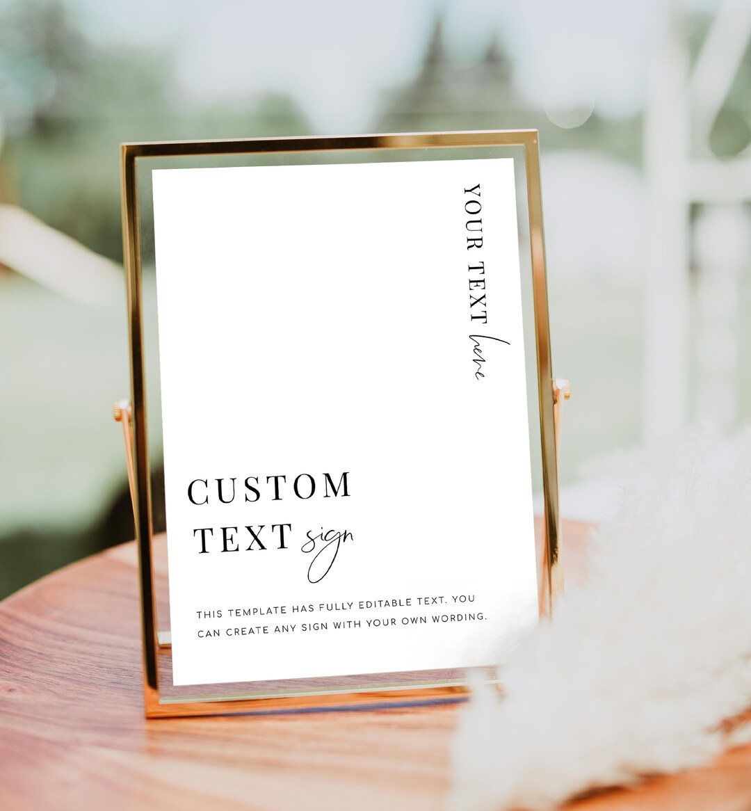 Fully Editable Sign Template, Minimalist Wedding Custom Text Sign ...
