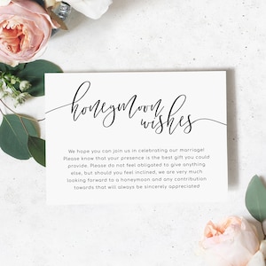 Tarjeta de deseo de luna de miel imprimible - Deseos de luna de miel de boda minimalista - Fondo de luna de miel - Inserto de pozo de deseos de boda - Lucas Script