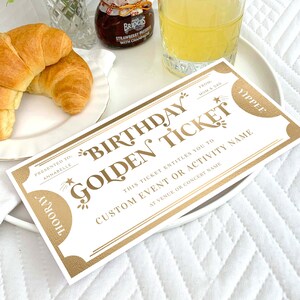 Geburtstag Golden Ticket benutzerdefinierte Geschenkgutschein Vorlage, Geburtstag Geschenkgutschein, Unisex Geburtstag druckbare Geschenkgutschein, Margo